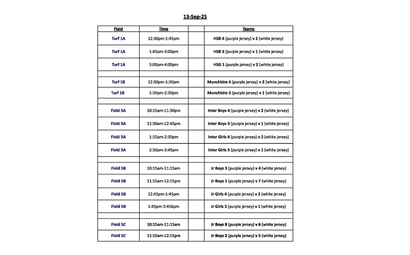 Fall Rec Schedule - Sept. 13, 2025