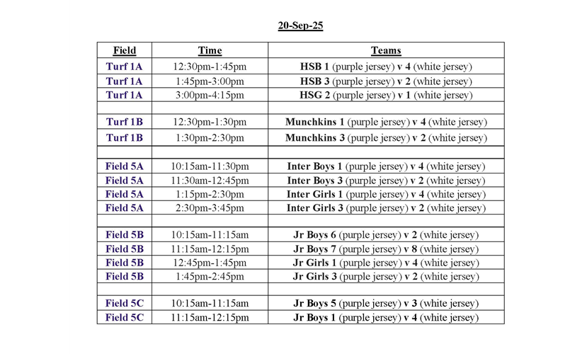Fall Rec Schedule - Sept. 20, 2025