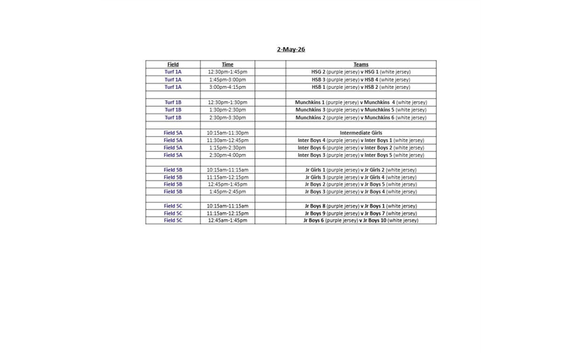Spring Rec Schedule - May 2, 2026