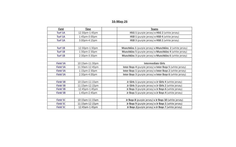Spring Rec Schedule - May 16, 2026