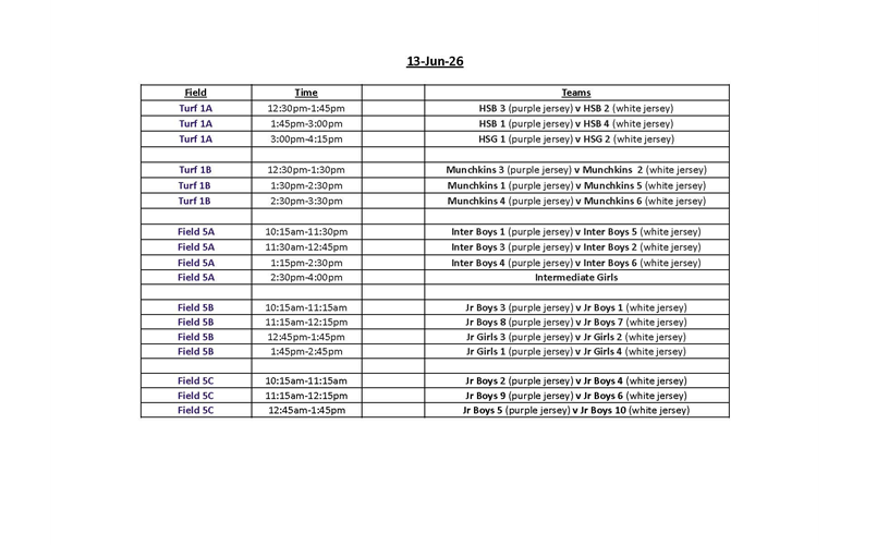 Spring Rec Schedule - June 13, 2026